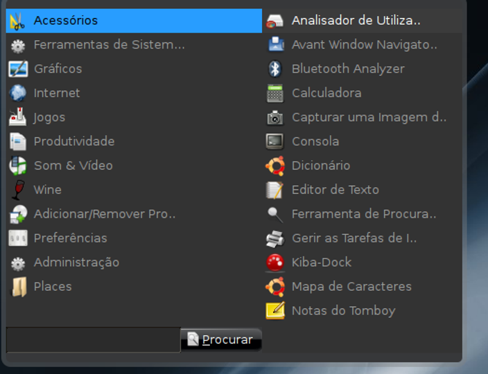 Main menu screenlet