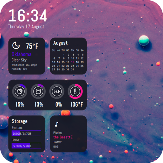 Mimosa Dark [ Calendar ] - Conky theme