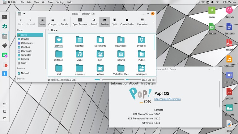 PopKdeLight plasma theme