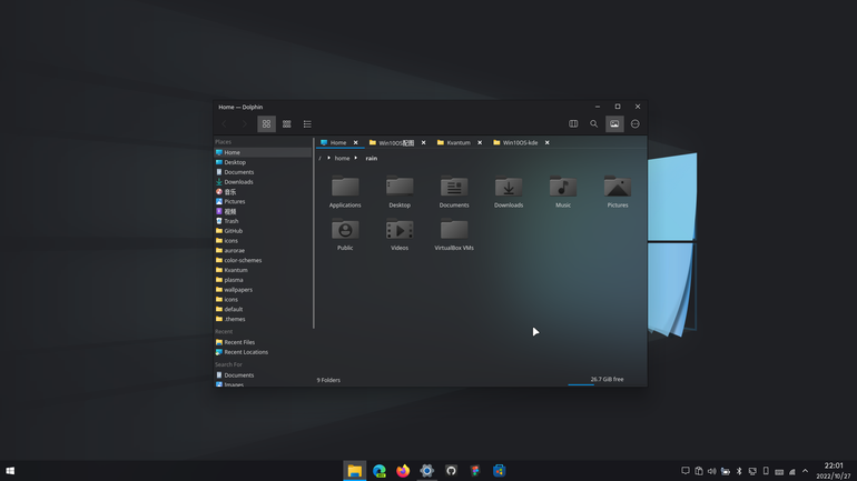 Win10OS Aurorae-dark Theme