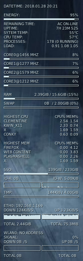 Clean laptop conky theme