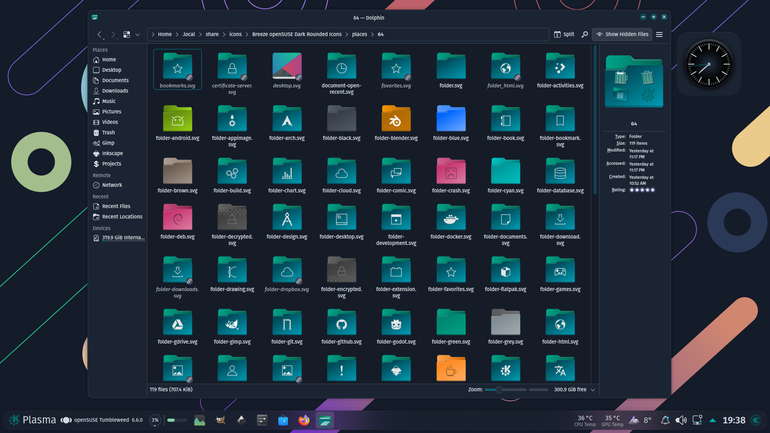 Breeze openSUSE Dark Rounded Icons