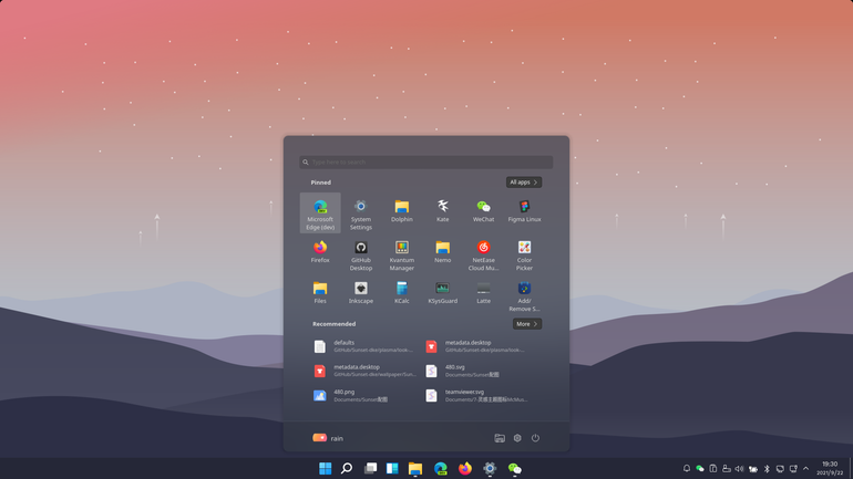 Sunset-dark Plasma Theme