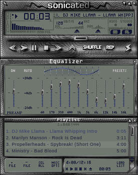 sonicated skin for winamp(v2.0) ++