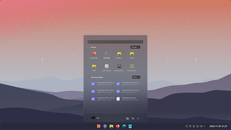 Windows11-Sunset Plasma Theme