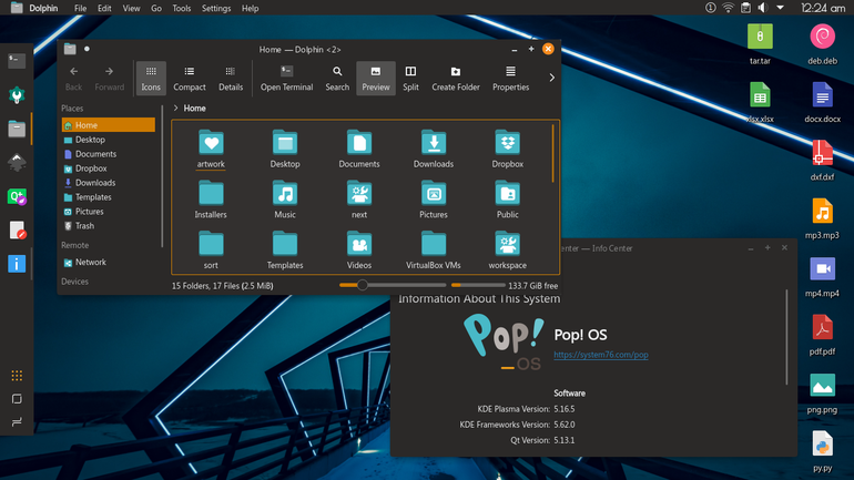 PopKdeDark plasma theme