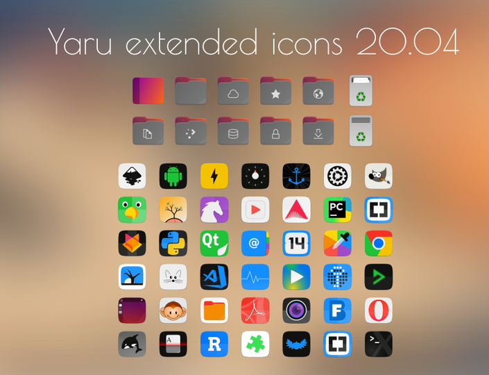 Yaru extended icon theme 20.04