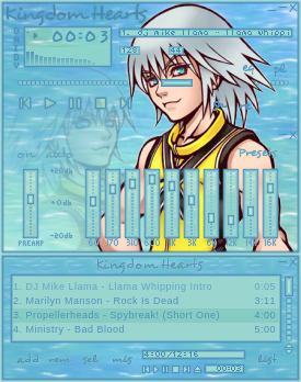 Video game winamp skin featuring Riku from Kingdom Hearts