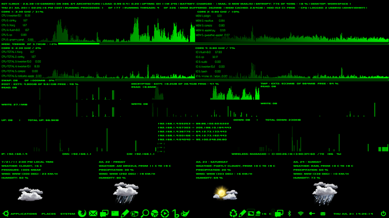 full screen matrix green conky